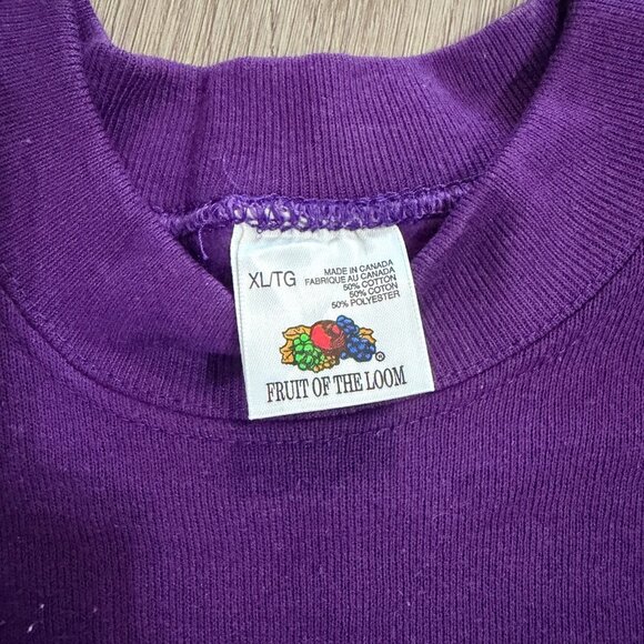 Vintage 90s Fruit Of The Loom Purple Blank Sweatshirt Raglan XL USA Made - Picture 5 of 10